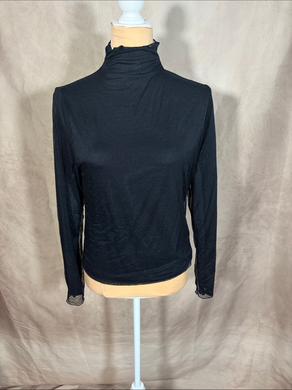 Serra Black Sheer Layering Top, mock turtleneck